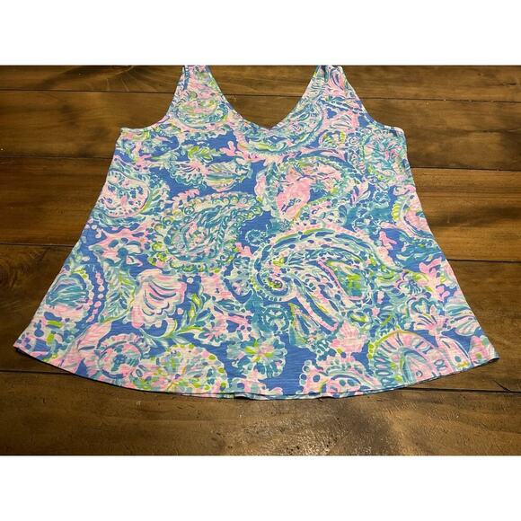 Lilly Pulitzer V-Neck Gigi Tank Top Starfish Casual Medium - Picture 3 of 8